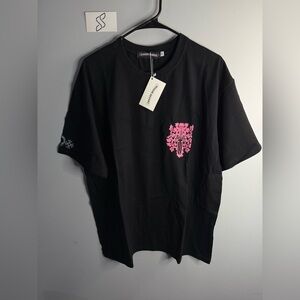 Chrome Hearts Black Tee with Pink Emblem